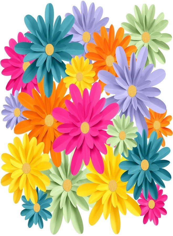 MotiMind 18 Pcs Paper Flowers Decorations for Wall DIY Flower Bulletin Board 3D Fiesta Paper Floral Backdrop Decoration for Photo Backdrop Classroom Back to School Party(Multicolor) - Image 1